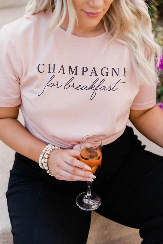 Champagne For Breakfast Peach Graphic Tee